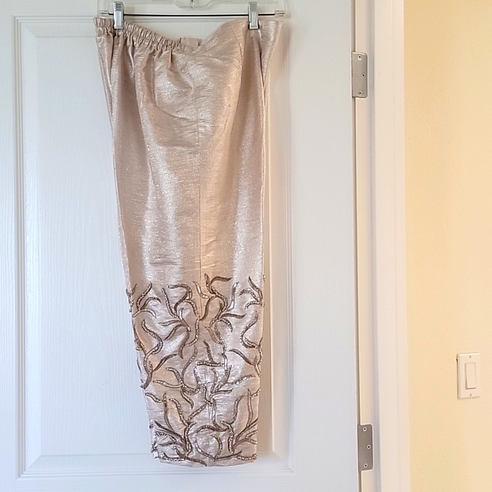 Dressy embroidered  pant lined.Fits waistline 44"-45"